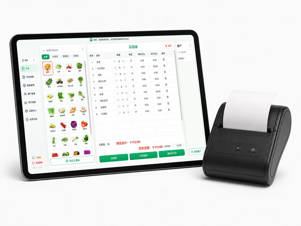 在 Android 平板或 Apple iPad 上使用单据通开单打印